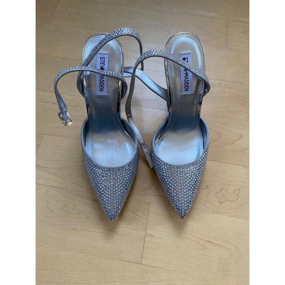 Steve Madden BNWT "Zestful" silver stone heel pointed toe - Picture 2 of 8